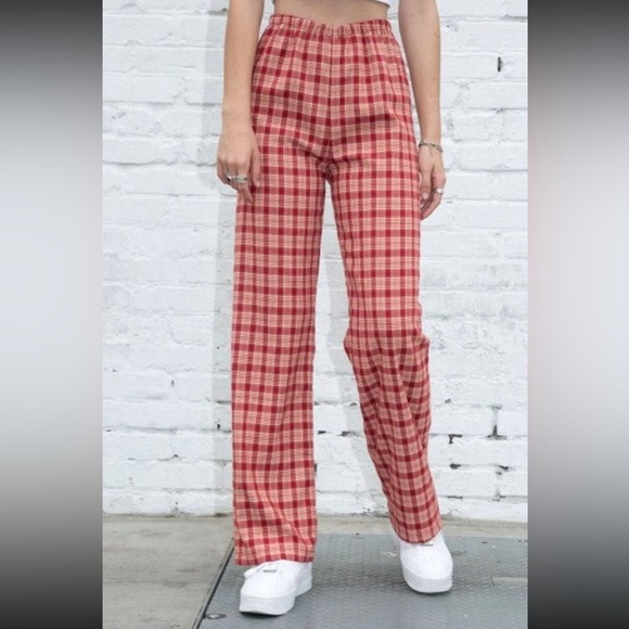 Brandy Melville Pants - Brandy Melville Valentina Red Plaid Pants
